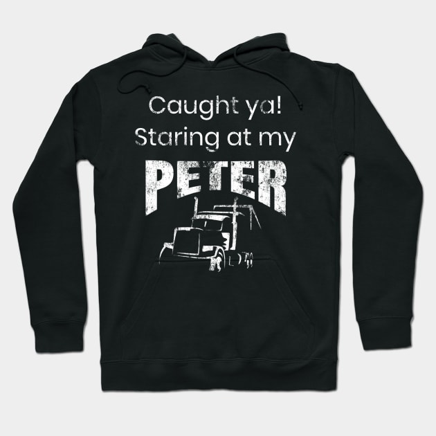 Semi Truck Driver Funny Caught Ya Staring At My Peter Hoodie by TruckerJunk